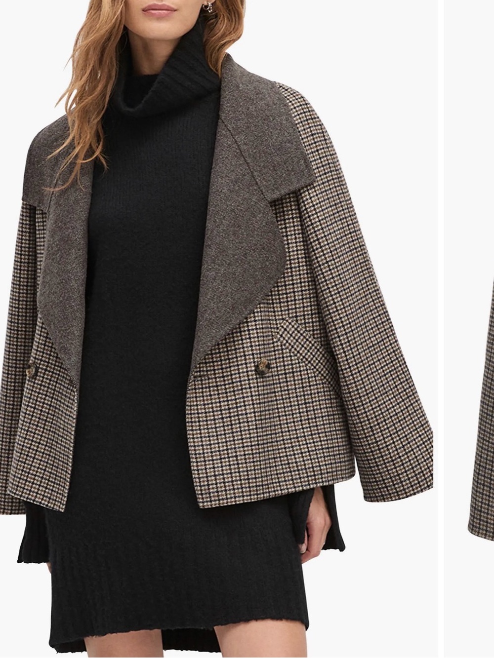 Favorite Daughter Brown Houndstooth Shawl Collar Blazer